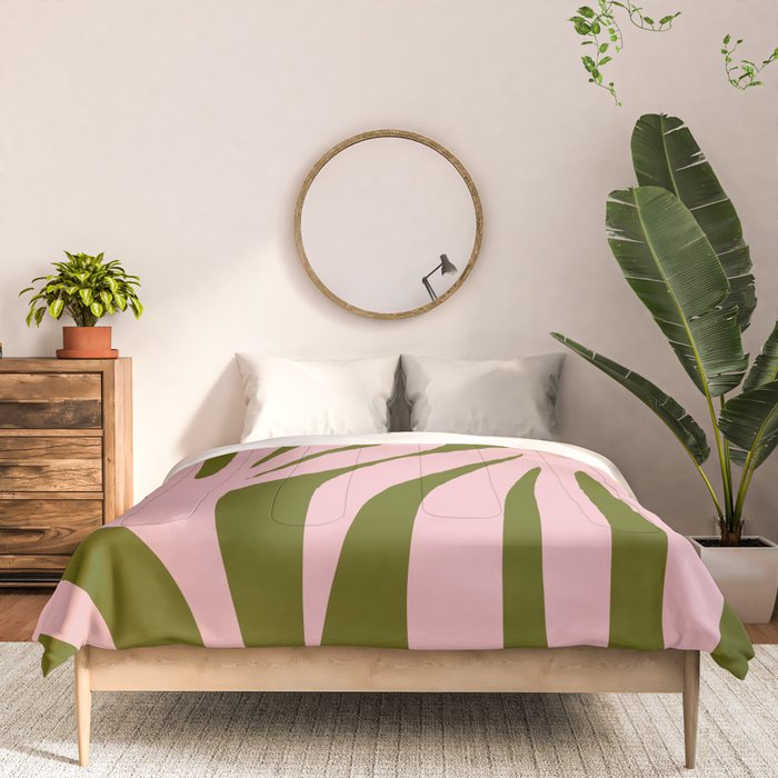 Maldives Abstract Botanical Pattern in Pink and Green Comforter Gallery Image 3