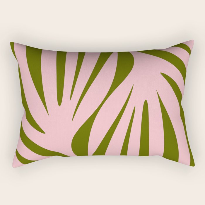 Maldives Abstract Botanical Pattern in Pink and Green Rectangular Pillow Gallery Image 2