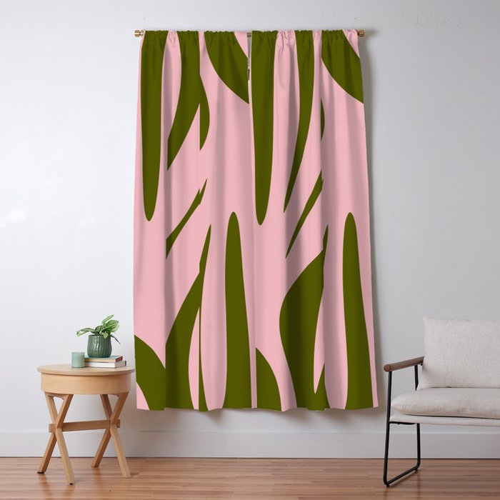 Maldives Abstract Botanical Pattern in Pink and Green Window Curtain Gallery Image 5