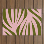 Maldives Abstract Botanical Pattern in Pink and Green Outdoor Rug Gallery Image 1