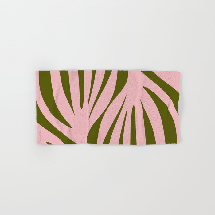 Maldives Abstract Botanical Pattern in Pink and Green Bath Towel Gallery Image 1