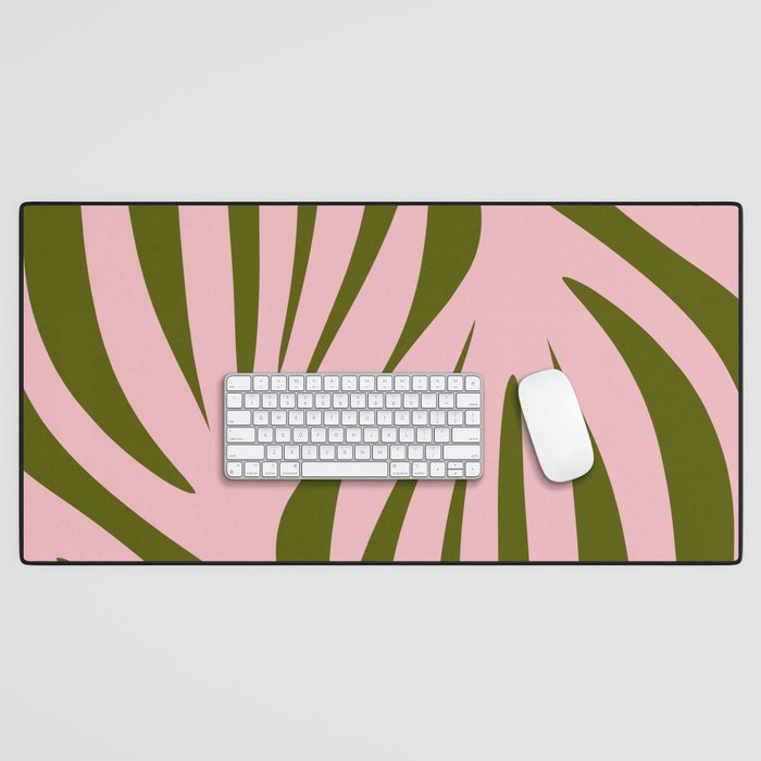 Maldives Abstract Botanical Pattern in Pink and Green Desk Mat Gallery Image 1