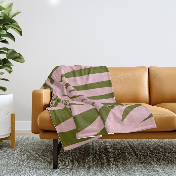 Maldives Abstract Botanical Pattern in Pink and Green Throw Blanket Gallery Image 1