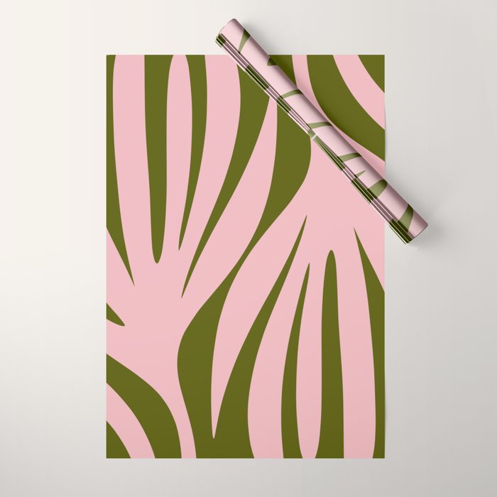 Maldives Abstract Botanical Pattern in Pink and Green Wrapping Paper Gallery Image 1