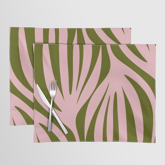 Maldives Abstract Botanical Pattern in Pink and Green Placemat Gallery Image 1