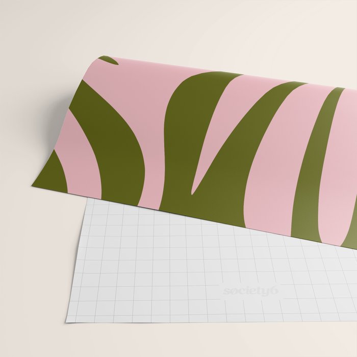 Maldives Abstract Botanical Pattern in Pink and Green Wrapping Paper Gallery Image 2