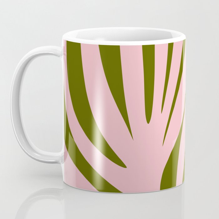 Maldives Abstract Botanical Pattern in Pink and Green Coffee Mug Gallery Image 3