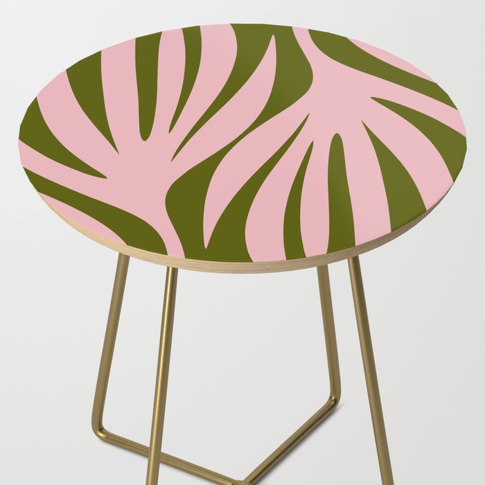 Maldives Abstract Botanical Pattern in Pink and Green Side Table Gallery Image 2