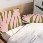 Maldives Abstract Botanical Pattern in Pink and Green Pillow Sham Gallery Image 2