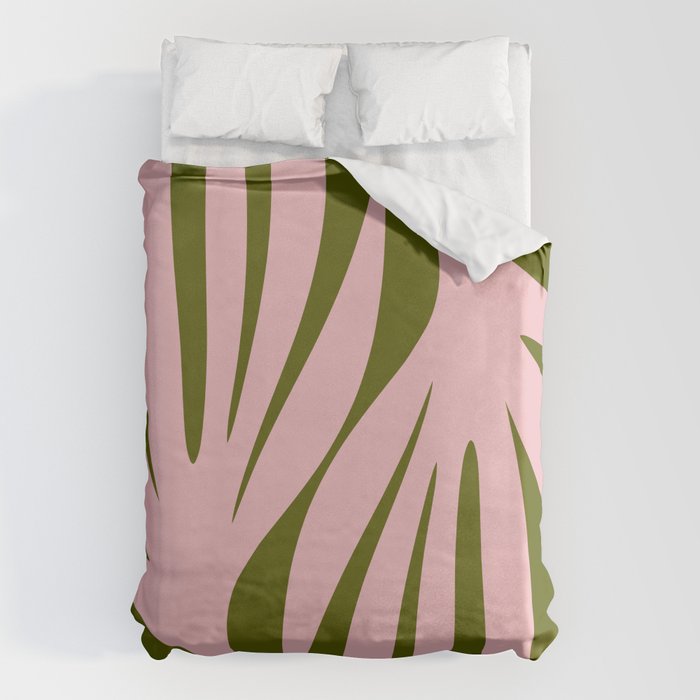 Maldives Abstract Botanical Pattern in Pink and Green Duvet Cover Gallery Image 1
