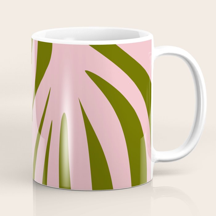 Maldives Abstract Botanical Pattern in Pink and Green Coffee Mug Gallery Image 1