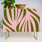 Maldives Abstract Botanical Pattern in Pink and Green Credenza Gallery Image 1