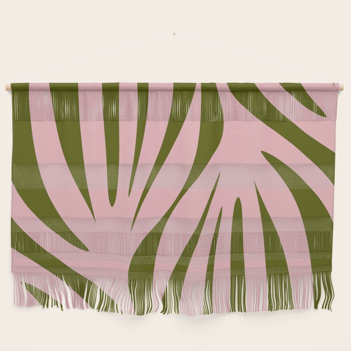 Maldives Abstract Botanical Pattern in Pink and Green Wall Hanging Gallery Image 1