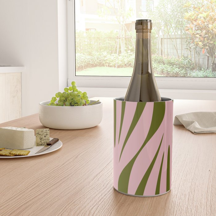 Maldives Abstract Botanical Pattern in Pink and Green Wine Chiller Gallery Image 4