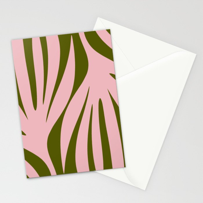 Maldives Abstract Botanical Pattern in Pink and Green Stationery Card Gallery Image 2