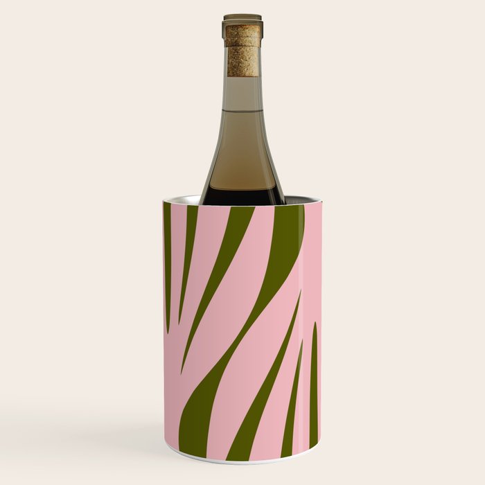 Maldives Abstract Botanical Pattern in Pink and Green Wine Chiller Gallery Image 1