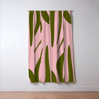 Maldives Abstract Botanical Pattern in Pink and Green Window Curtain Gallery Image 3