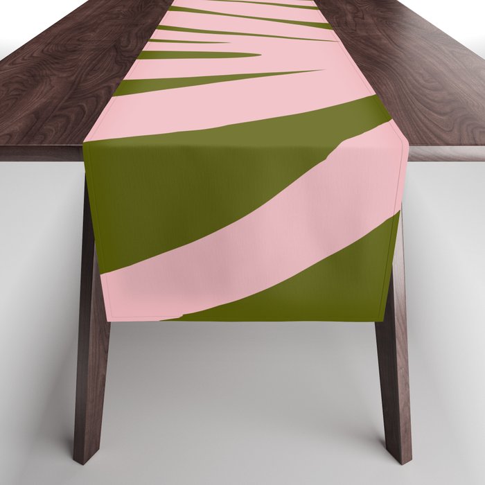Maldives Abstract Botanical Pattern in Pink and Green Table Runner Gallery Image 1