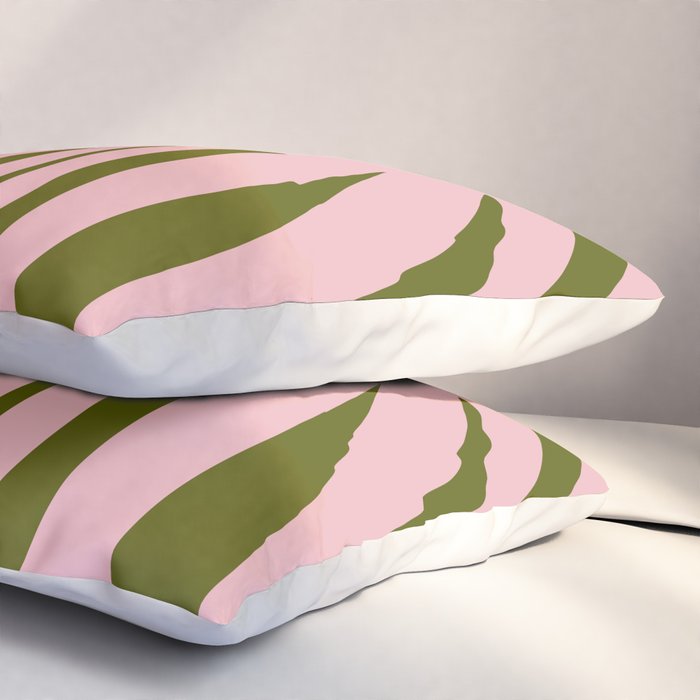 Maldives Abstract Botanical Pattern in Pink and Green Pillow Sham Gallery Image 3