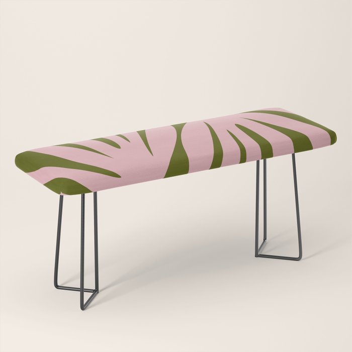 Maldives Abstract Botanical Pattern in Pink and Green Bench Gallery Image 1