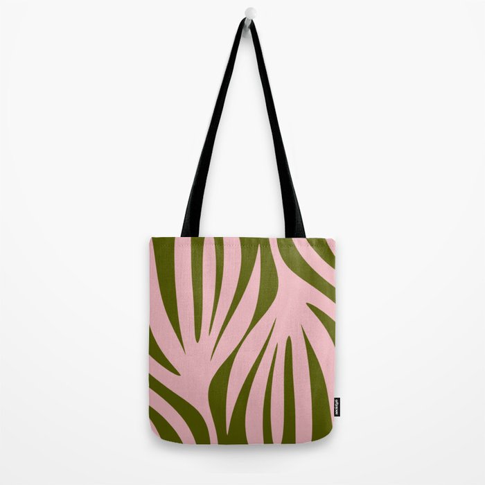 Maldives Abstract Botanical Pattern in Pink and Green Tote Bag Gallery Image 2