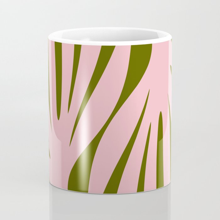 Maldives Abstract Botanical Pattern in Pink and Green Coffee Mug Gallery Image 4