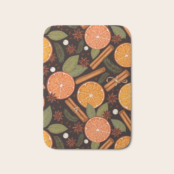 Winter Spice in Charcoal Bath Mat Gallery Image 1
