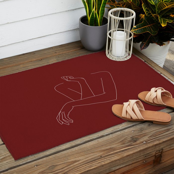 Crossed arms illustration - Anna Red Outdoor Rug Gallery Image 2