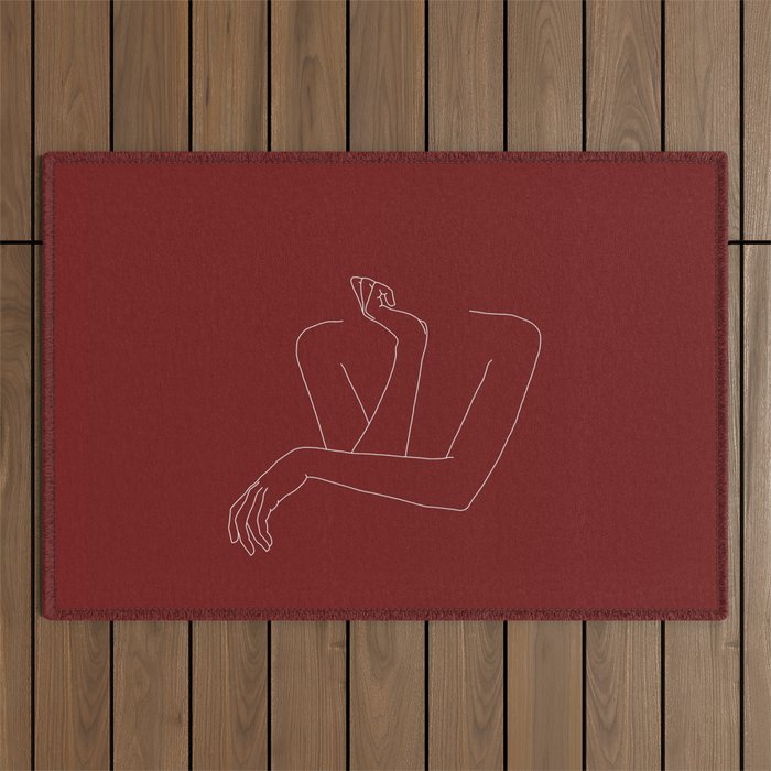 Crossed arms illustration - Anna Red Outdoor Rug Gallery Image 1
