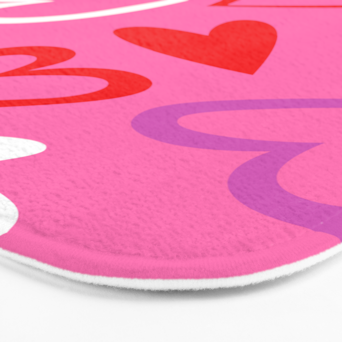 Pink love heart cartoon pattern Bath Mat Gallery Image 3