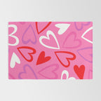 Pink love heart cartoon pattern Rug Gallery Image 2