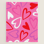Pink love heart cartoon pattern Jigsaw Puzzle Gallery Image 1