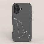 Leo Zodiac Star Constellation Line Art Grey iPhone Case Gallery Image 1