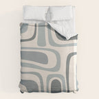 Palm Springs Midcentury Mod Abstract Pattern in Light Gray-Blue Tones and Cream Duvet Cover Gallery Image 6