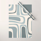 Palm Springs Midcentury Mod Abstract Pattern in Light Gray-Blue Tones and Cream Wrapping Paper Gallery Image 1