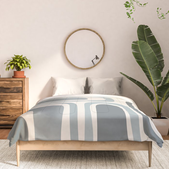 Palm Springs Midcentury Mod Abstract Pattern in Light Gray-Blue Tones and Cream Comforter Gallery Image 3