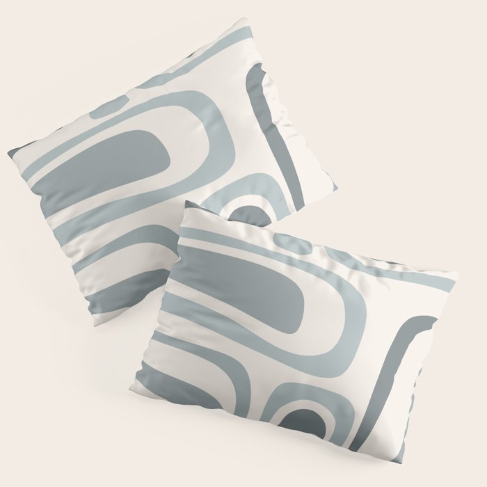 Palm Springs Midcentury Mod Abstract Pattern in Light Gray-Blue Tones and Cream Pillow Sham Gallery Image 1