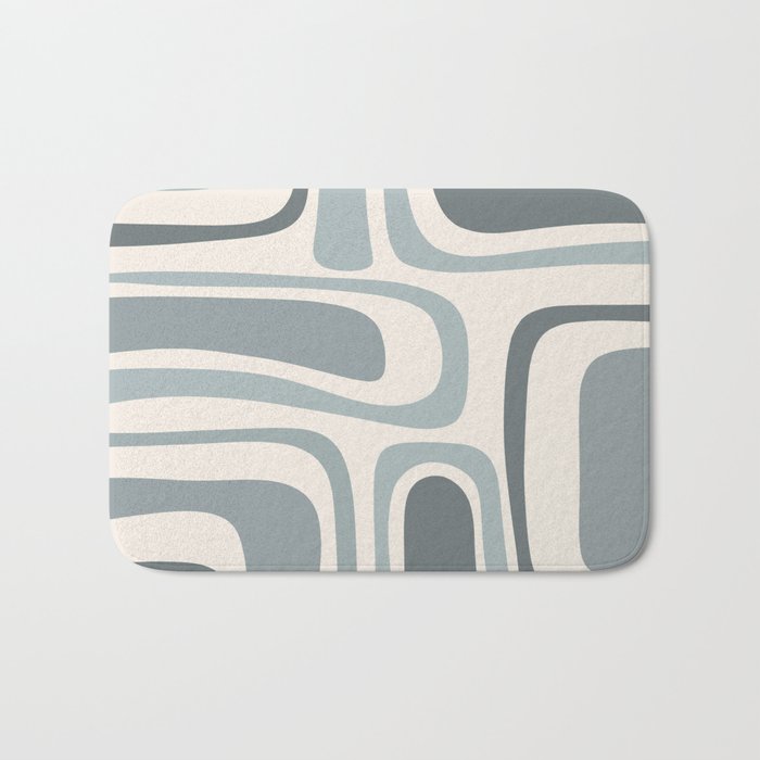 Palm Springs Midcentury Mod Abstract Pattern in Light Gray-Blue Tones and Cream Bath Mat Gallery Image 1