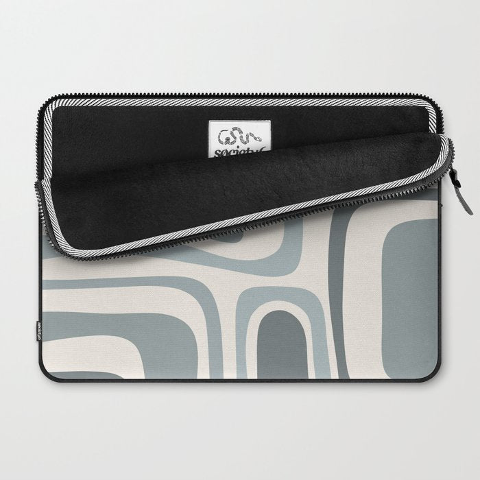 Palm Springs Midcentury Mod Abstract Pattern in Light Gray-Blue Tones and Cream Laptop Sleeve Gallery Image 2