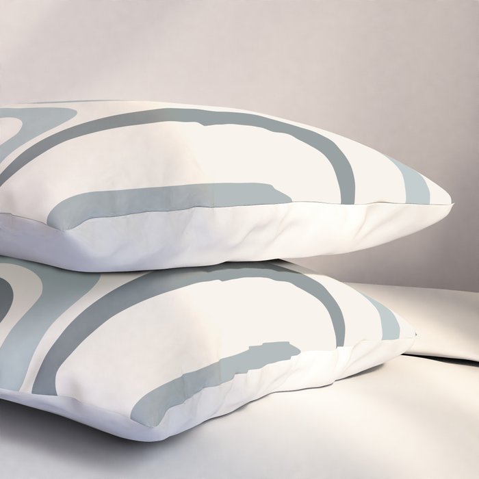 Palm Springs Midcentury Mod Abstract Pattern in Light Gray-Blue Tones and Cream Pillow Sham Gallery Image 3