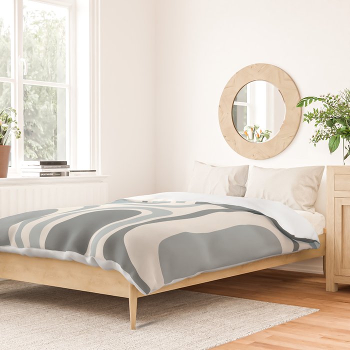 Palm Springs Midcentury Mod Abstract Pattern in Light Gray-Blue Tones and Cream Duvet Cover Gallery Image 2