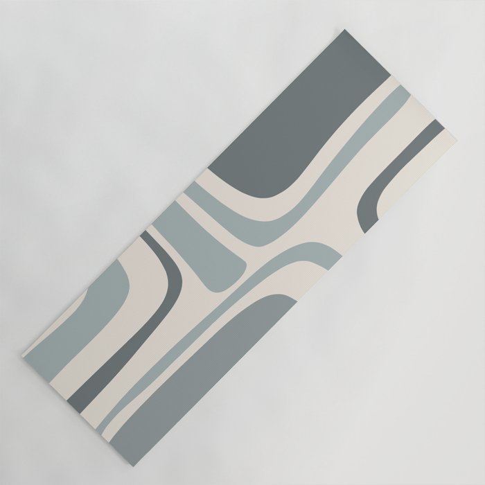 Palm Springs Midcentury Mod Abstract Pattern in Light Gray-Blue Tones and Cream Yoga Mat Gallery Image 1