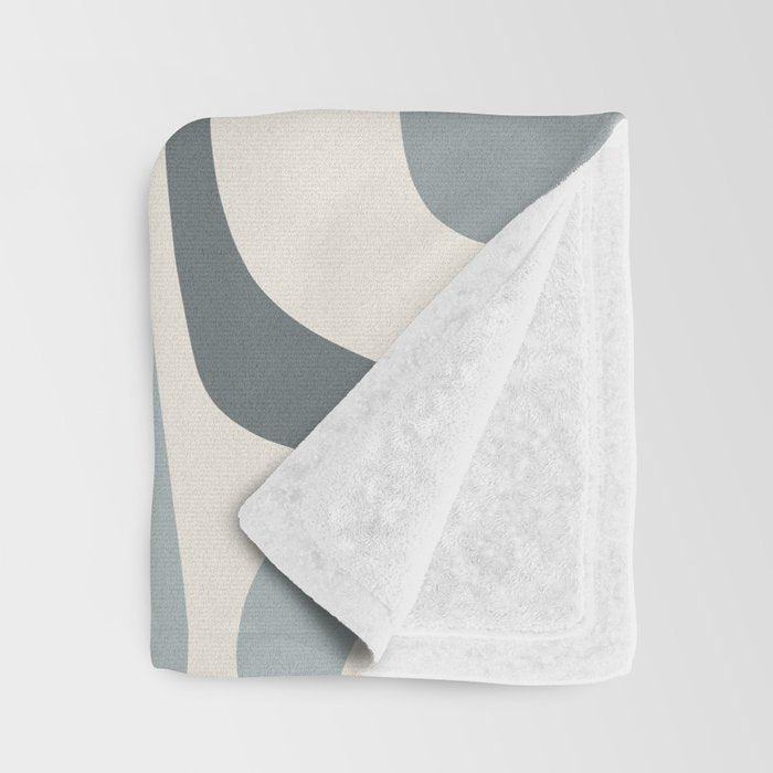 Palm Springs Midcentury Mod Abstract Pattern in Light Gray-Blue Tones and Cream Throw Blanket Gallery Image 3