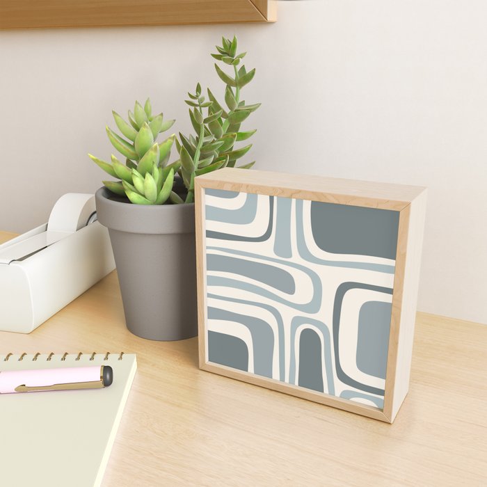Palm Springs Midcentury Mod Abstract Pattern in Light Gray-Blue Tones and Cream Mini Art Print Gallery Image 2