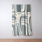 Palm Springs Midcentury Mod Abstract Pattern in Light Gray-Blue Tones and Cream Window Curtain Gallery Image 3