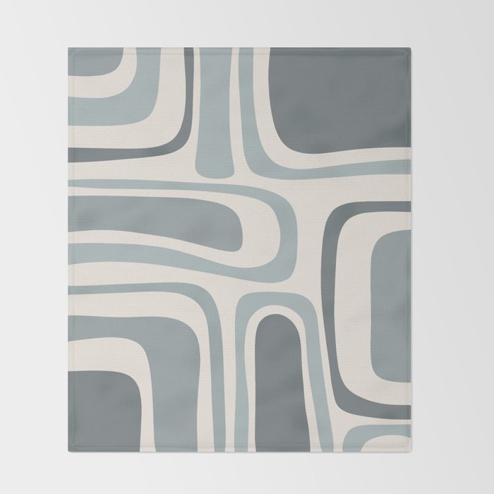 Palm Springs Midcentury Mod Abstract Pattern in Light Gray-Blue Tones and Cream Throw Blanket Gallery Image 2