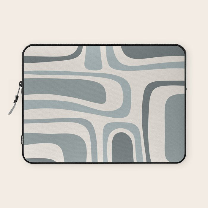 Palm Springs Midcentury Mod Abstract Pattern in Light Gray-Blue Tones and Cream Laptop Sleeve Gallery Image 1