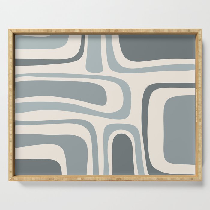 Palm Springs Midcentury Mod Abstract Pattern in Light Gray-Blue Tones and Cream Serving Tray Gallery Image 1