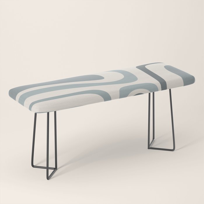 Palm Springs Midcentury Mod Abstract Pattern in Light Gray-Blue Tones and Cream Bench Gallery Image 1