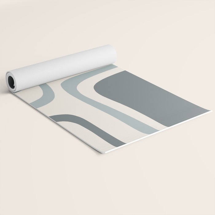 Palm Springs Midcentury Mod Abstract Pattern in Light Gray-Blue Tones and Cream Yoga Mat Gallery Image 2